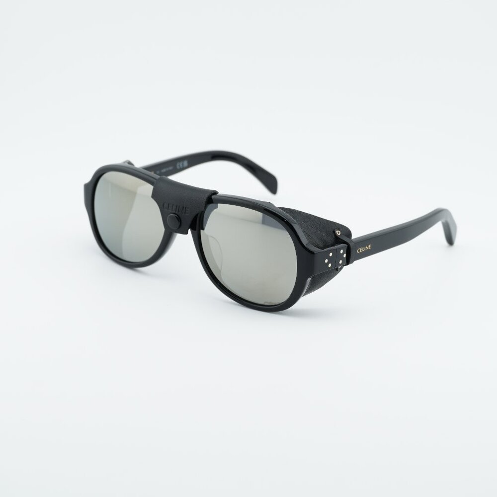 Celine CL40301U 01C Sunglasses Black Square Frame, Smoke Mirror Lenses